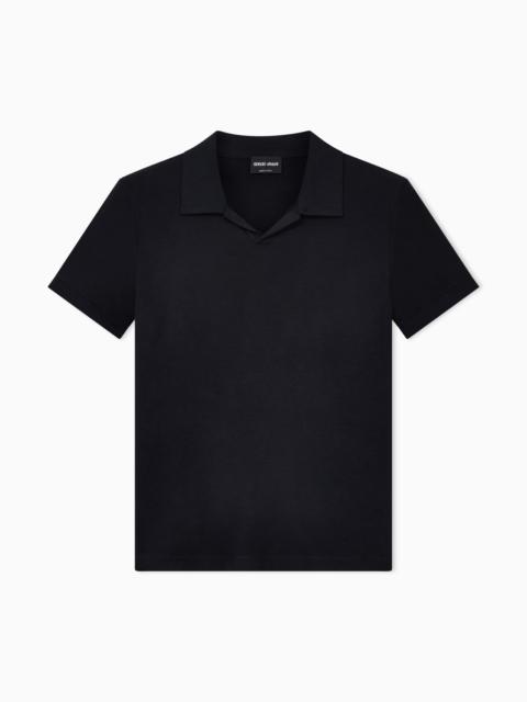 GIORGIO ARMANI Stretch viscose jersey short-sleeved polo shirt
