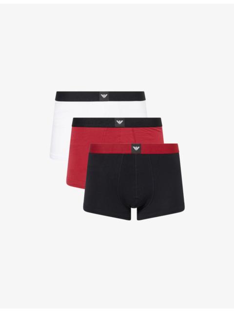 EMPORIO ARMANI Logo-Patch Pack Of Three Cotton-Jersey Trunks