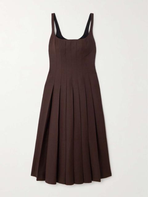 Adele pleated wool-twill midi dress