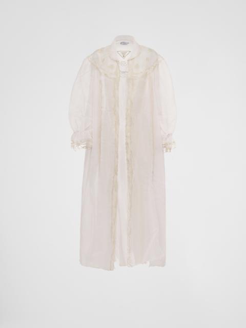 Prada Nylonette coat with intarsia lace