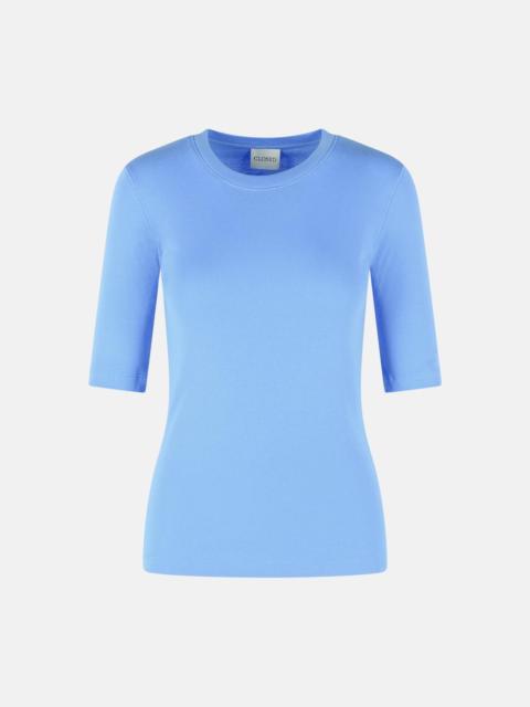 LIGHT BLUE COTTON BLEND T-SHIRT