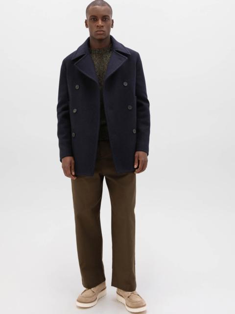Johnstons of Elgin Navy & Black Herringbone Pea Coat