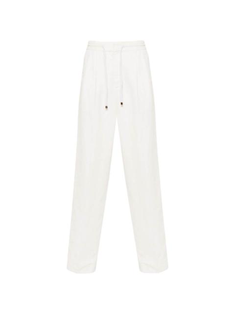 Brunello Cucinelli mid-rise linen blend tapered-leg tailored trousers