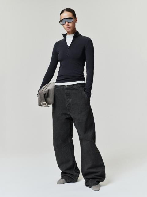 ESSENTIALS Womens Half Zip Mockneck