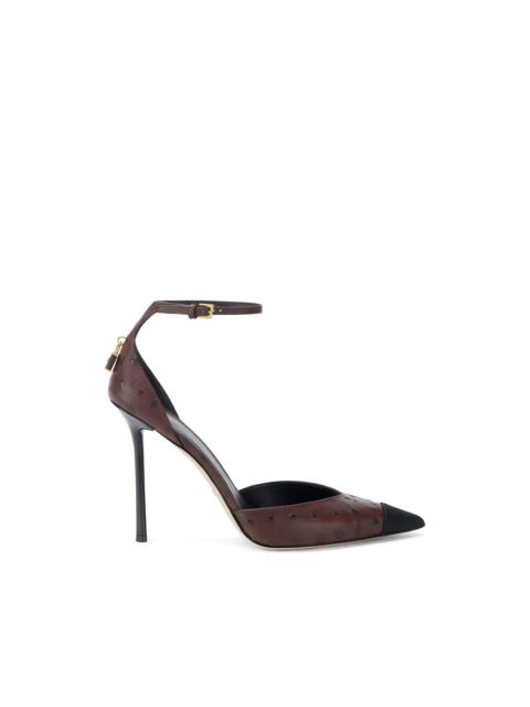 ELISABETTA FRANCHI ostrich texture jewelled pumps