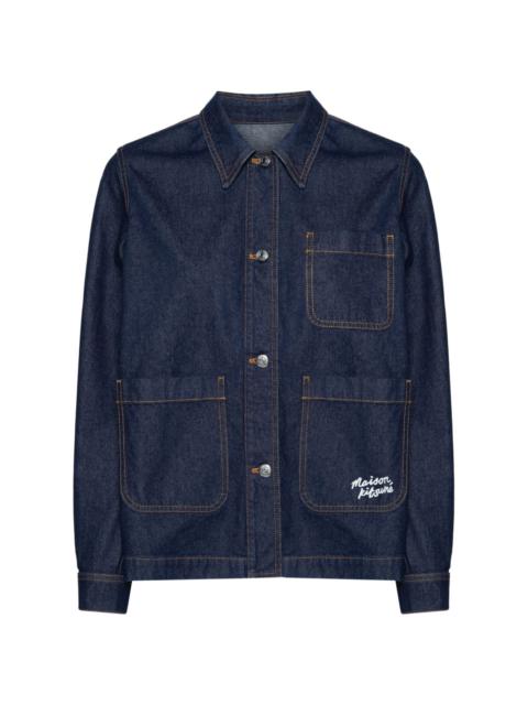 logo-embroidered denim jacket