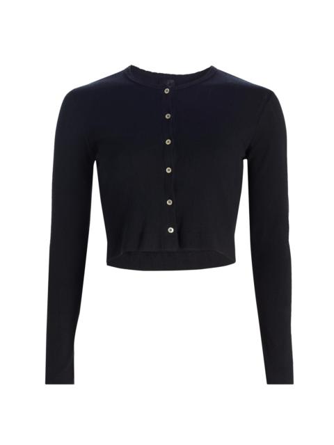 LESET Women's Pointelle-Knit Crop Cardigan - Black