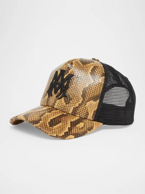 AMIRI Men's Snake-Print Leather Baseball Cap