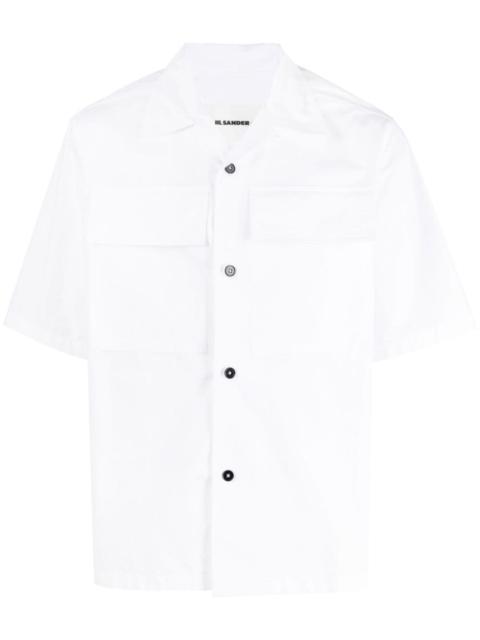 flap-pocket cotton shirt