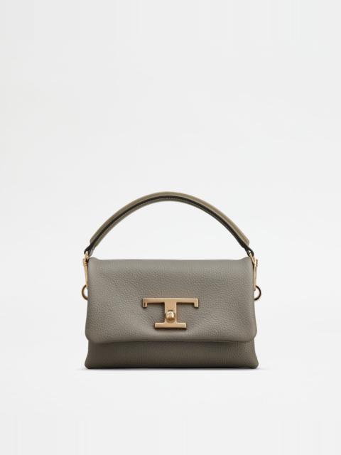Tod's T TIMELESS FLAP BAG IN LEATHER MICRO - GREY
