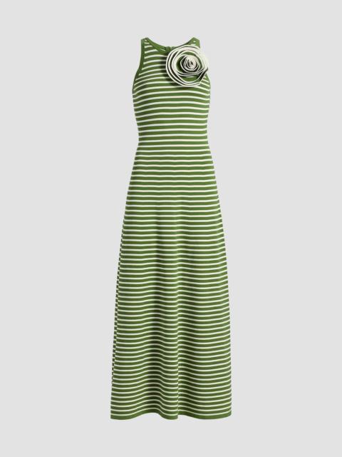 LELA ROSE Women's Rosette Striped Sleeveless Maxi Dress - Cactus Multi