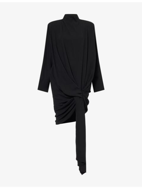 MUGLER Draped Woven Mini Dress