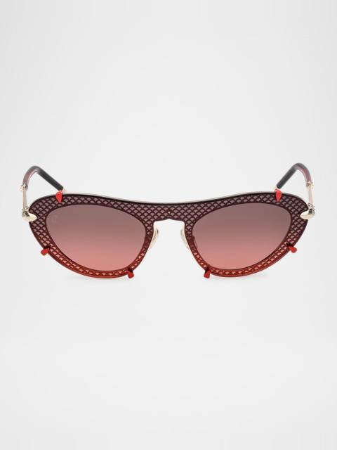 Christian Louboutin Miss Z Spiked Oval Acetate Sunglasses