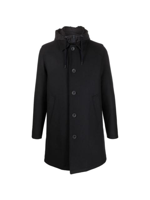 wool-blend hooded parka coat