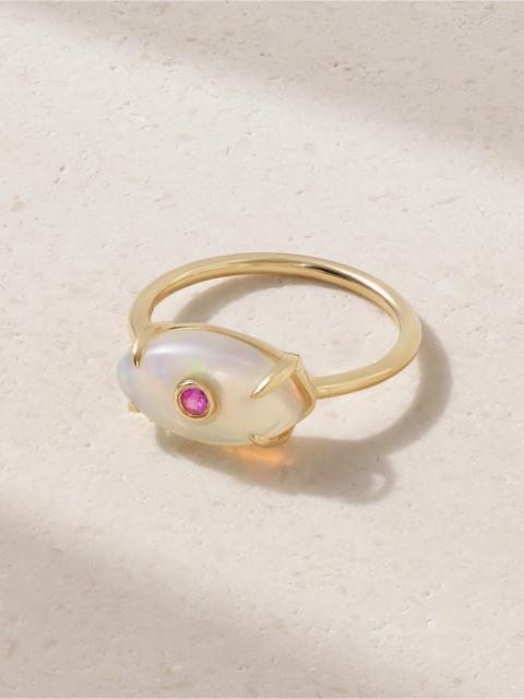 SYDNEY EVAN Evil Eye 14-karat Gold Opal And Sapphire Ring