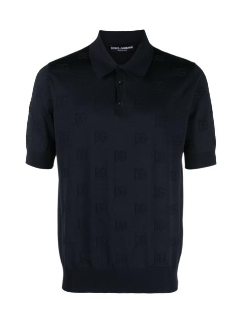 Dolce & Gabbana LOGO-JACQUARD SILK POLO SHIRT