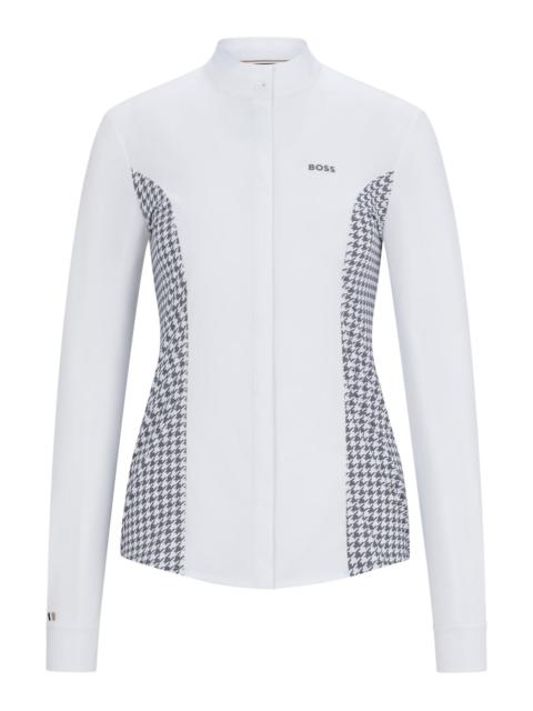 BOSS EQUESTRIAN SHOW BLOUSE WITH HOUNDSTOOTH INSERTS