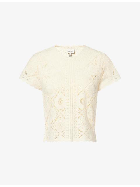 ME+EM Open-Knit Crochet Cotton Top