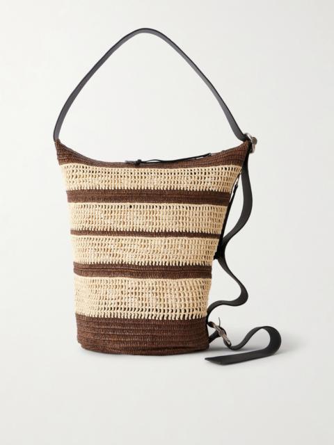 Loewe Paula's Ibiza Loop Bucket Medium Leather-Trimmed Raffia Tote Bag