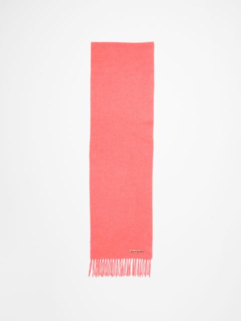 Fringe wool scarf - skinny - Fluo pink mélange