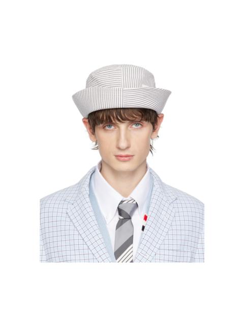 White & Gray Quarter Combo Bucket Hat
