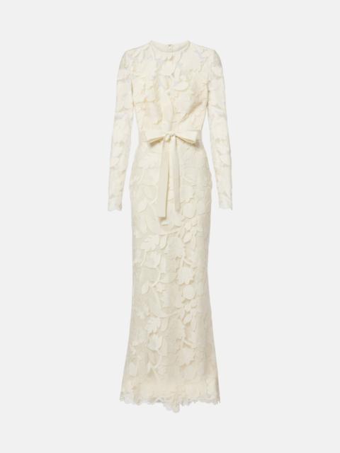 ELIE SAAB Floral embroidered tulle midi dress