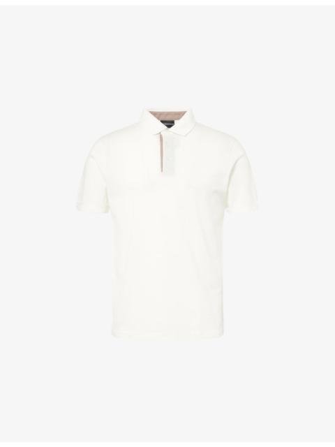 EMPORIO ARMANI Embroidered-Logo Short-Sleeve Cotton Polo Shirt