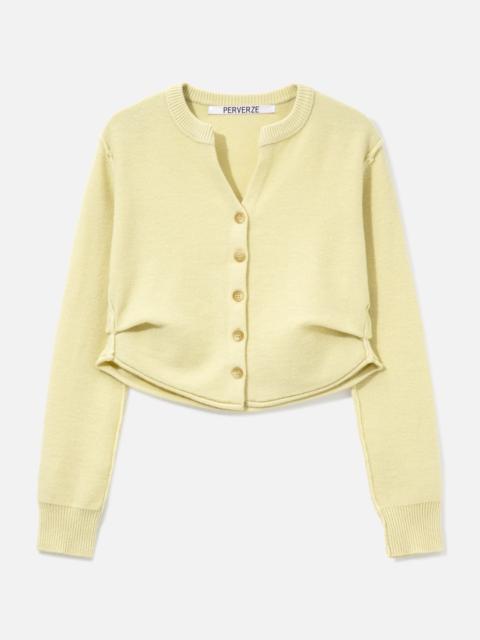 PERVERZE SIDE-TUCK KNIT CARDIGAN