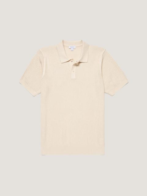 Sunspel Linear Mesh Knit Polo Shirt