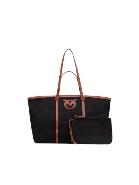 medium logo-patch leather-trimmed tote bag