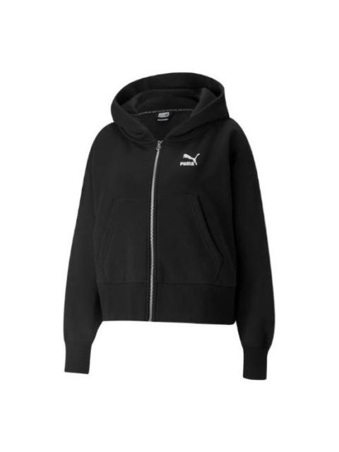 (WMNS) PUMA Classics Oversized Full Zip Hoodie Jacket 'Black' 534369-01