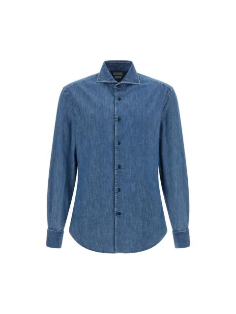 Brunello Cucinelli BRUNELLO CUCINELLI Blue Denim Shirt New & Authentic (Men's s