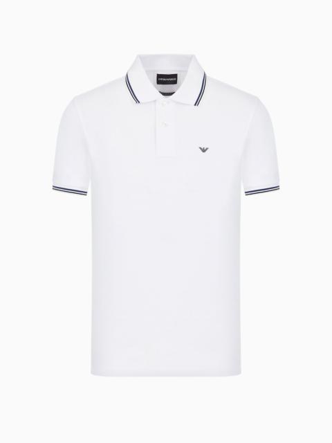 EMPORIO ARMANI Slim-fit stretch piqué polo shirt with micro eagle