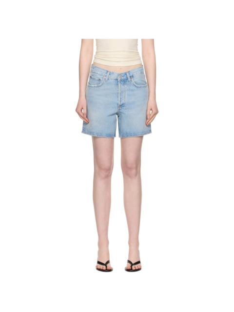 AGOLDE Blue V-Waist Denim Shorts