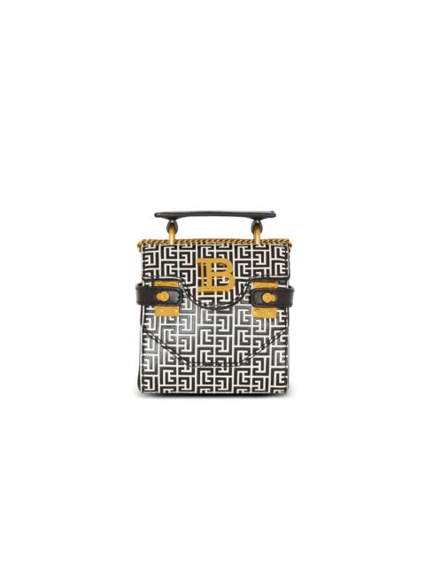 Balmain B-Buzz Mini 12 bag in embossed calfskin with a PB Labyrinth monogram