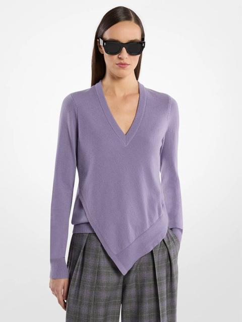 MICHAEL KORS COLLECTION Cashmere V-Neck Asymmetric Sweater