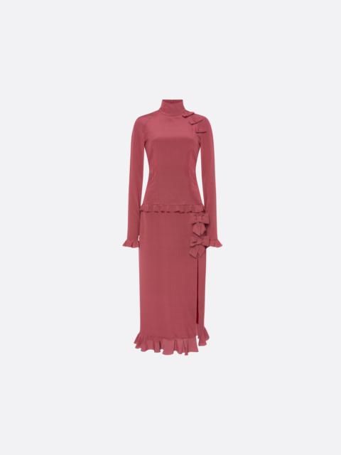 Alessandra Rich POLKA-DOT SILK HIGH-NECK MIDI DRESS