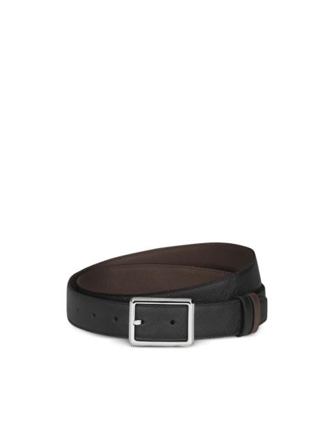 Montblanc reversible square-buckle textured leather belt