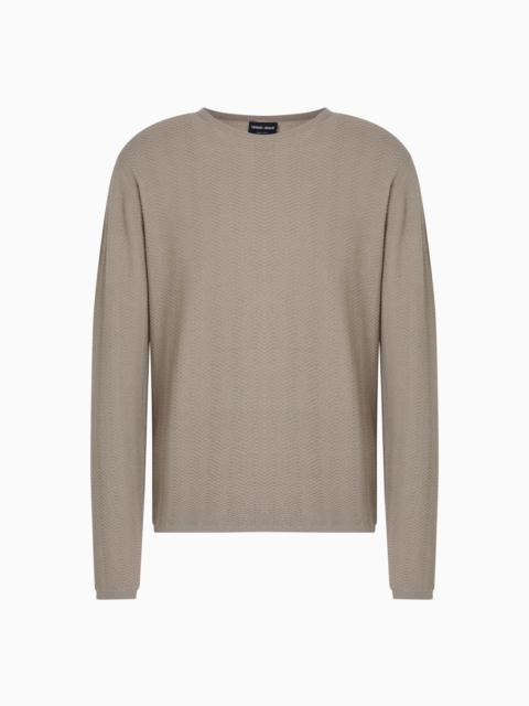 GIORGIO ARMANI CHEVRON VIRGIN WOOL, CREW-NECK JUMPER