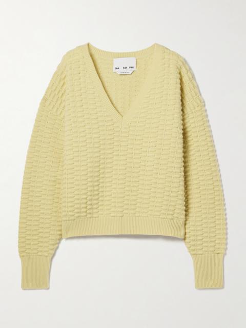 SA SU PHI Textured Merino Wool And Cashmere-blend Sweater
