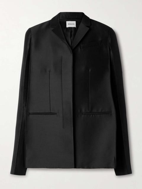 KHAITE Crittan wool and silk-blend faille blazer Black