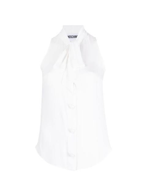 pussbow-collar sleeveless blouse
