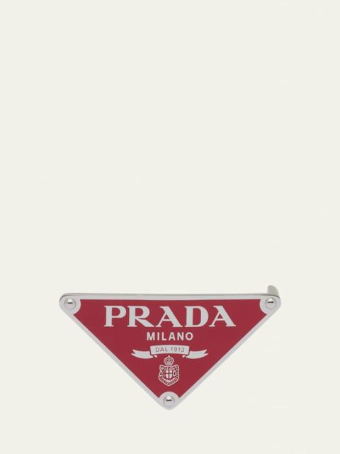 Prada Men's Triangle Logo Metal Belt Buckle
