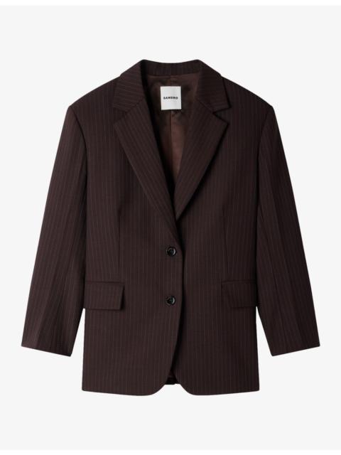 Sandro Pinstriped Single-Breasted Woven Blazer