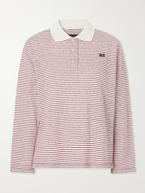 WALES BONNER Trust Logo-embroidered Striped Cotton And Linen-blend Polo T-shirt