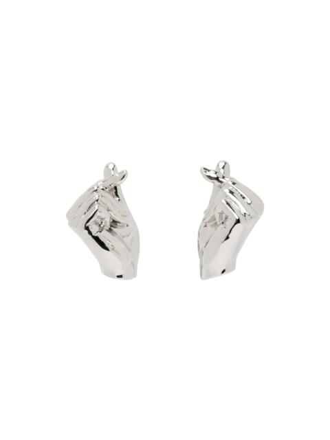 Silver Mini Finger Heart Earrings