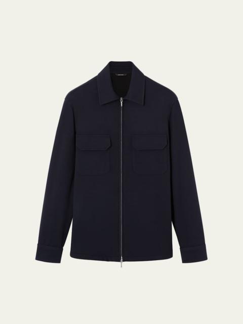 Loro Piana Men's Vellano Wool and Nylon Zip Overshirt