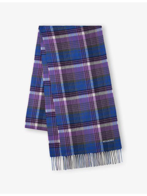 Mulberry Long Mulberry Heritage Check Wool Scarf