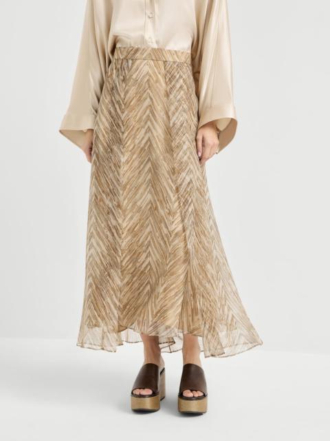 Brunello Cucinelli Silk chevron print organza paneled circle skirt