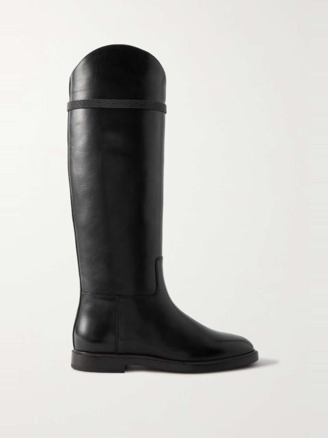 Brunello Cucinelli Bead-embellished leather knee boots